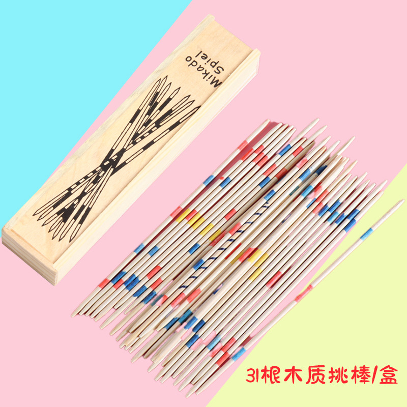 The classic and nostalgic wooden game stick is a traditional children's toy. It's a tabletop game with a picking stick. It can be used by many people to count and throw the picking stick Application Scenario