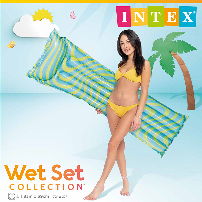 INTEX59711波浪纹浮排单人泳池充气浮床拍照便携充气玩具批发
