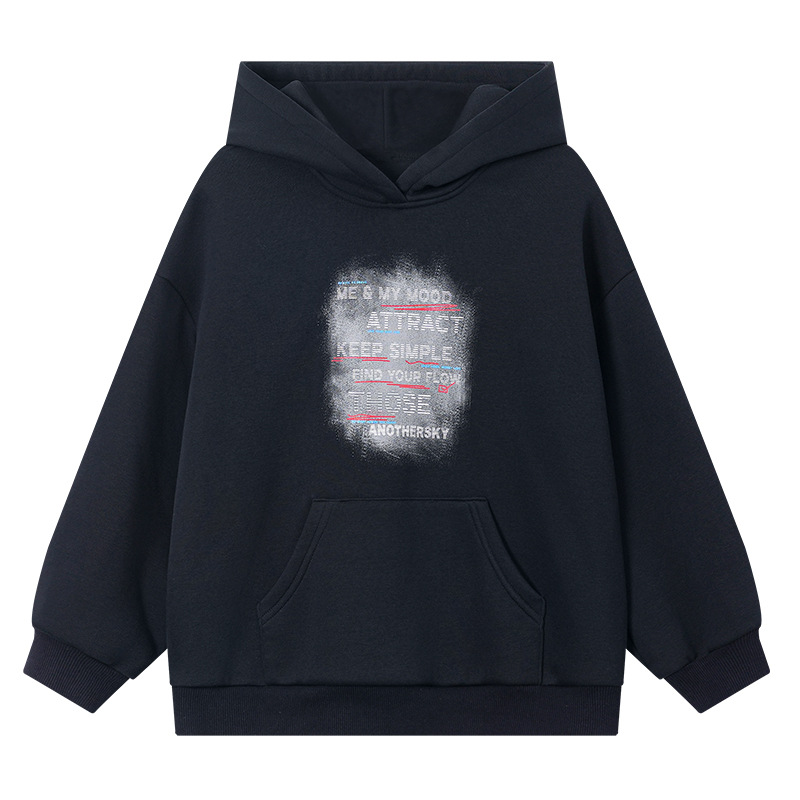 Boys' autumn and winter Korean-style sporty casual fleece thickened one-piece fleece sweatshirt 2025 new children's loose top Item Picture