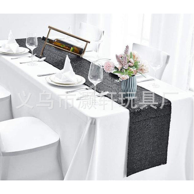 Bachelor party birthday rose gold champagne sequined tablecloth strips decorated tablecloth table flag Specification drawing