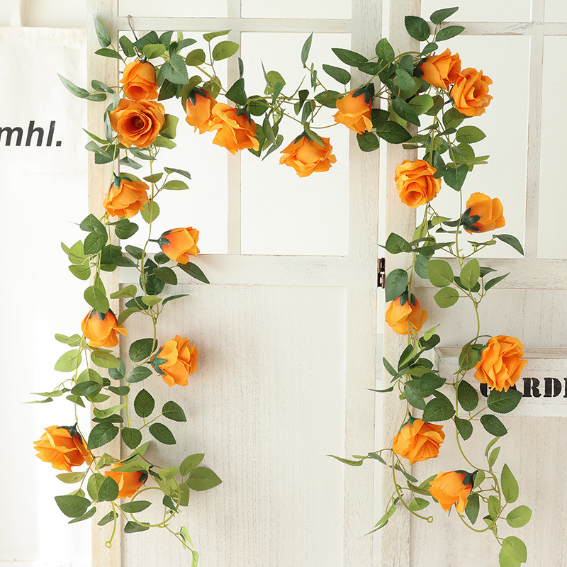 Artificial rose vines, artificial flower vines, air conditioning fences, hanging flowers, decorative vines, tubes, plastic high-end wall coverings full figure