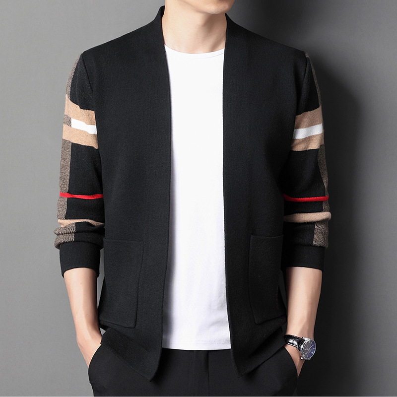 The new men's knitted cardigan jacket for Spring and autumn 2022 is casual, fashionable, trendy and versatile, suitable for middle-aged men's outerwear details Picture