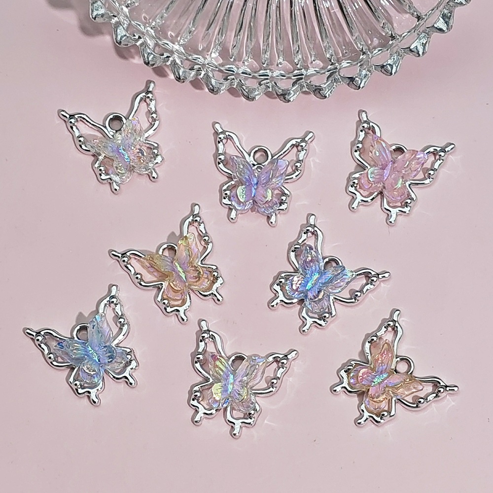 Electrophoretic UV high color retention butterfly pendant collection, diamond-encrusted alloy accessories, diy accessories, earrings, necklaces, pendant materials details Picture
