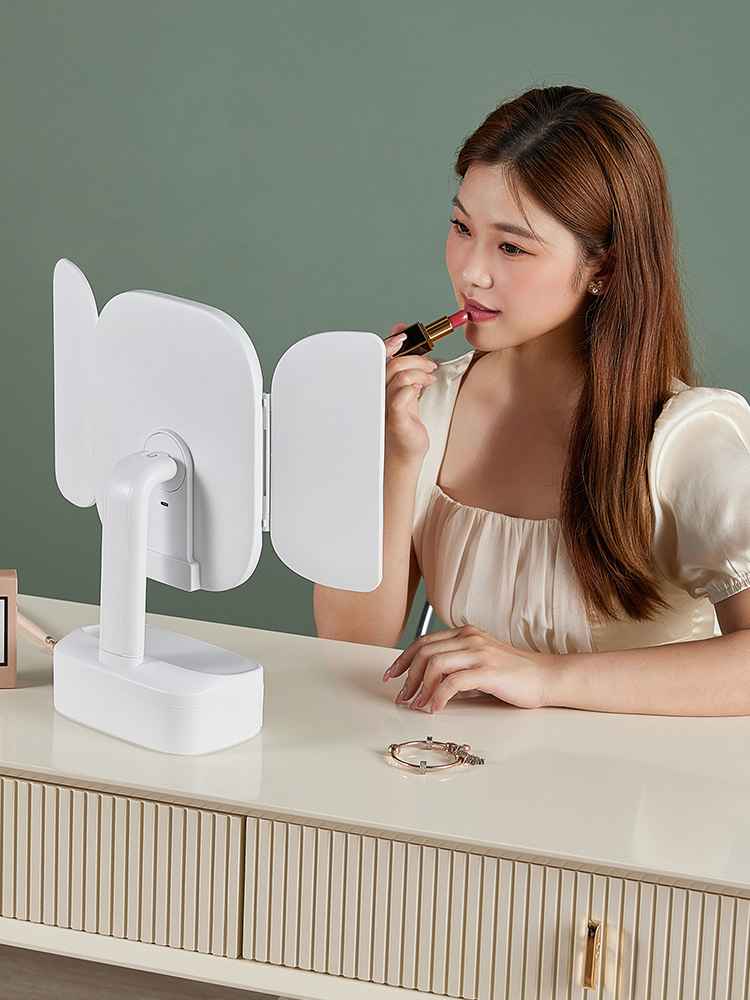 Desk With Light Makeup Mirror Dresser Bedroom Countertop Lipstick Foundation Drawer Box Shelf Makeup Storage Box Application Scenario