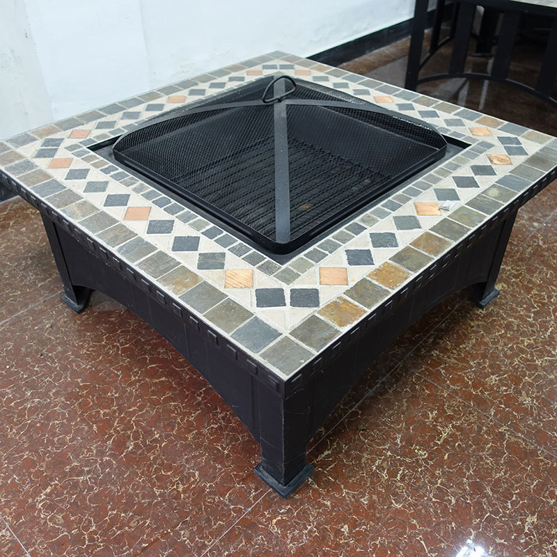 Large outdoor SLATE fire basin multifunctional tabletop patio fire grill cold rolled granite SLATE fire basin Specification drawing