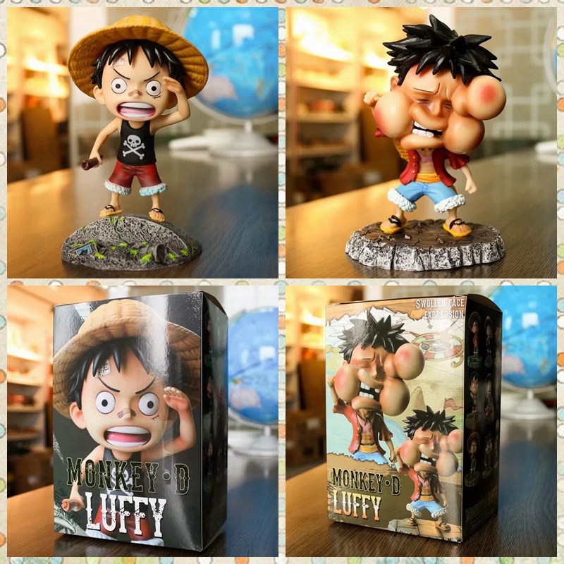 One Piece looking for Luffy puffy face Luffy owe a beating puffy face Q version doll box hand