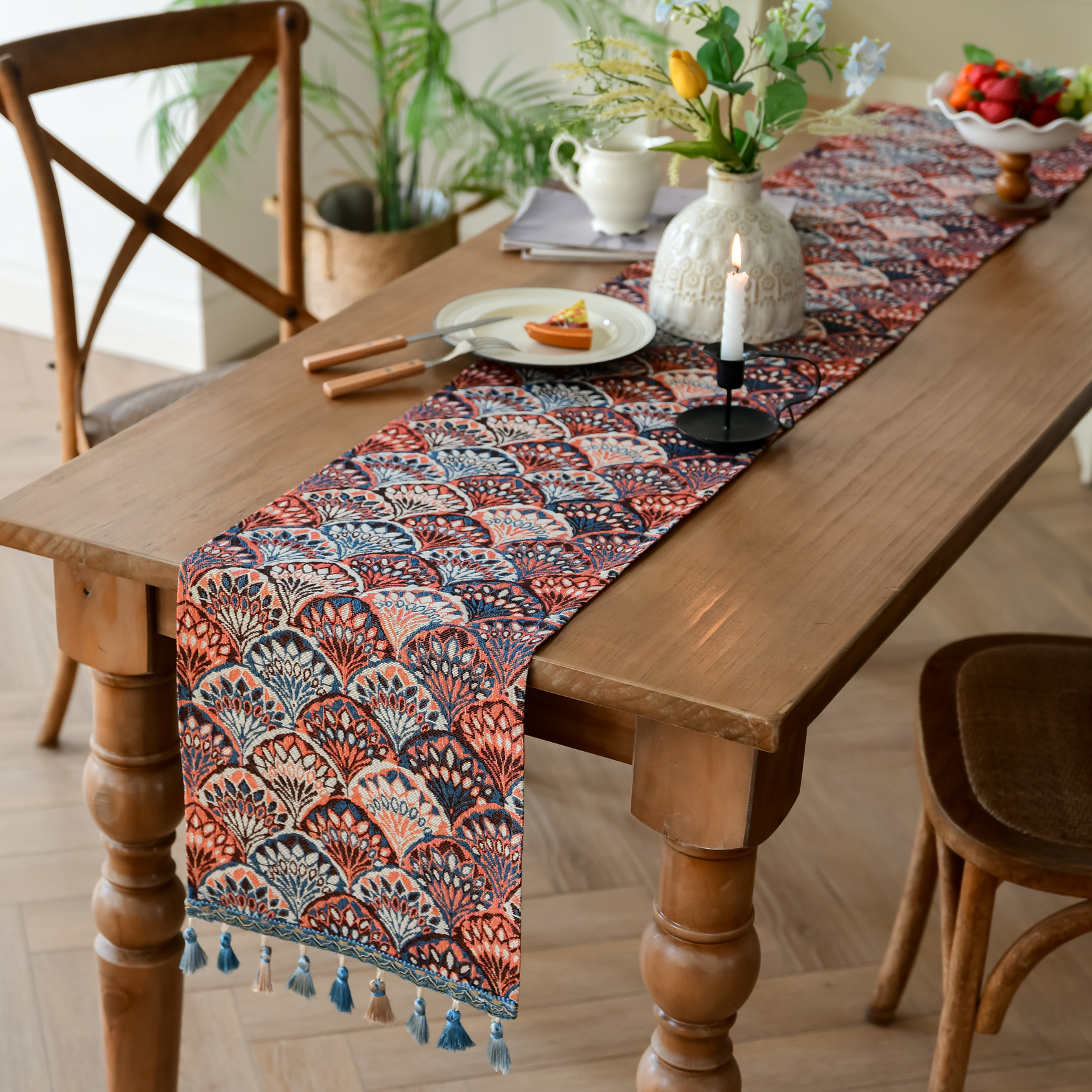 New Bohemian ethnic style heat insulation and anti-scald long strip Suzhou table flag Tea Flag TV cabinet cover wholesale from the manufacturer pic 96