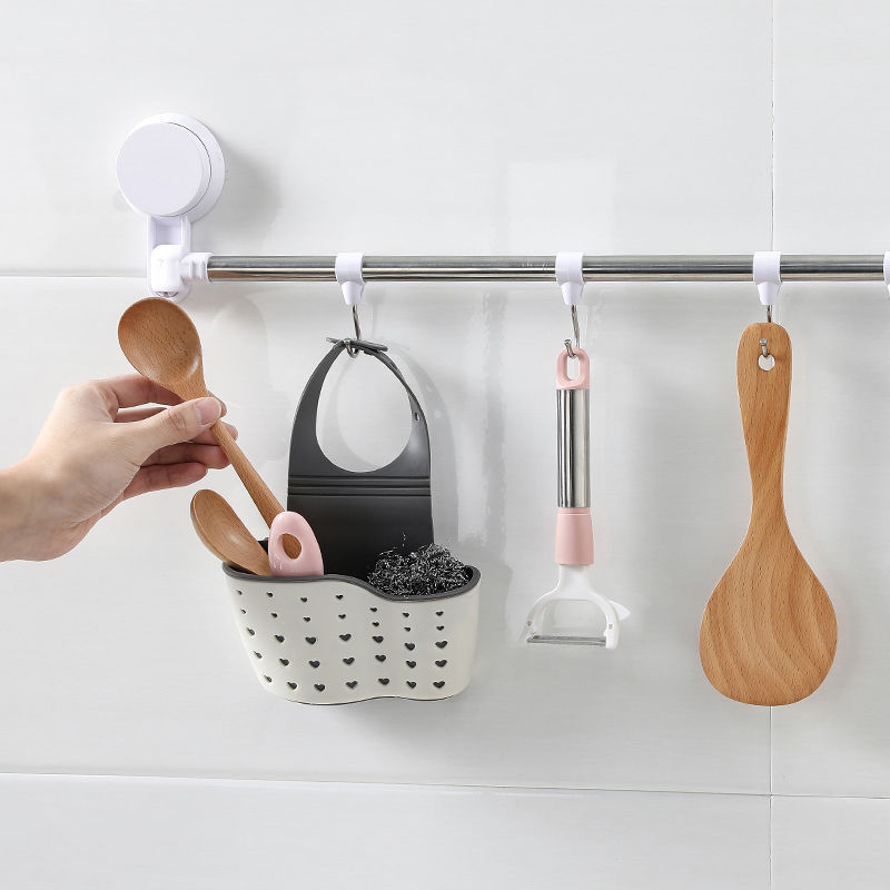 Double Vertical Sink Sponge Drain Hanging Bag Sink Storage Rack Hanging Basket Faucet Storage Rack Draining Basket Specification drawing
