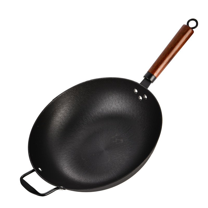 Buen compañero de fábrica ollas de hierro crudo al por mayor ollas de wok físicas antiadherentes wok sin revestimiento ollas de hierro fundido ollas de hierro viejo details Picture