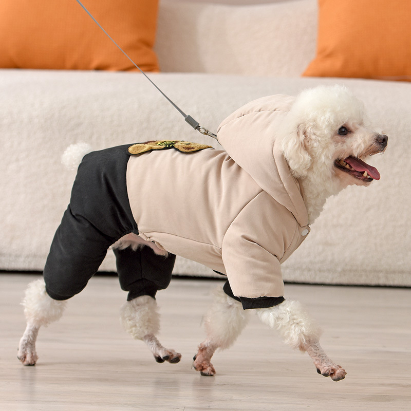 新款宠物棉衣 狗狗冬季保暖四腿衣 加厚连帽中小型犬棉服宠物用品图
