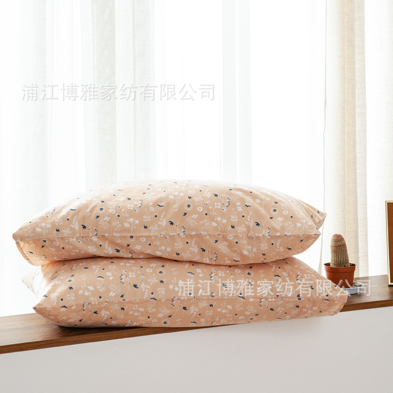 Printed Small Fresh Garden Cotton Pillowcase Single And Double Pure Cotton Washed Cotton Pillowcase Pair Of 2 Wholesale Specification drawing
