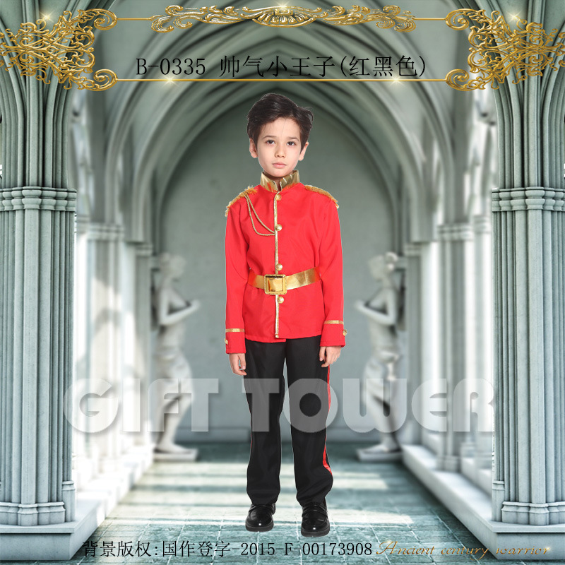 儿童王子服装cosplay红色王子童话故事角色扮演服装欧美风B-0335