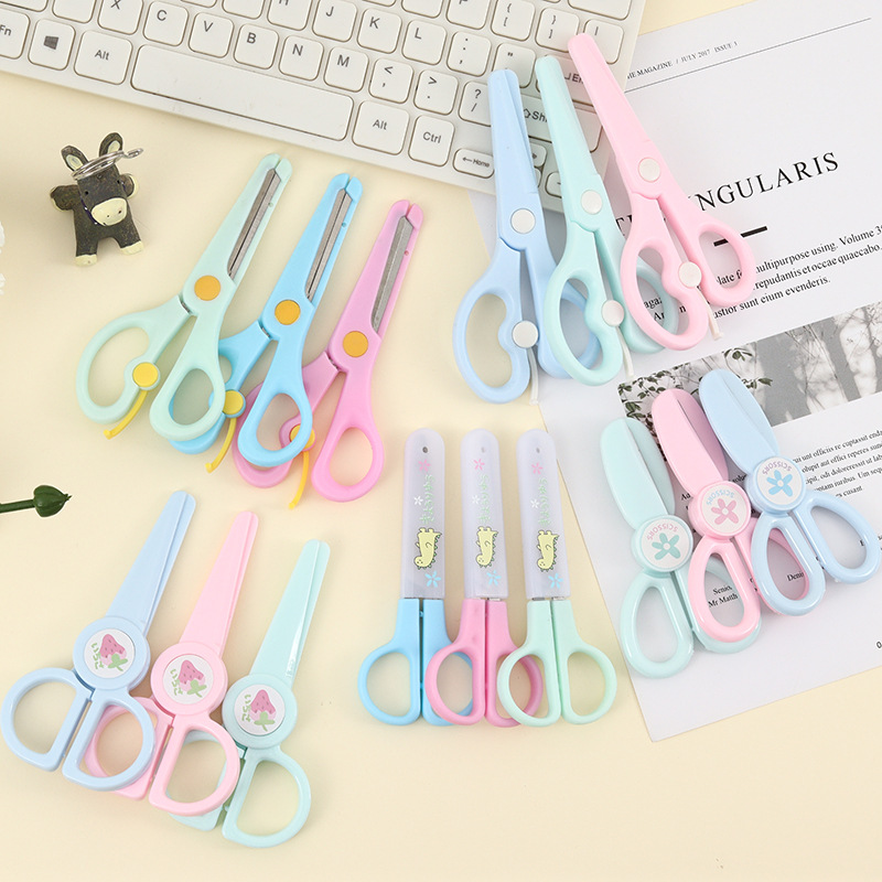 Lidemei Student Scissors Plastic Macaron color safety art Stationery handmade office stainless steel children's scissors details Picture
