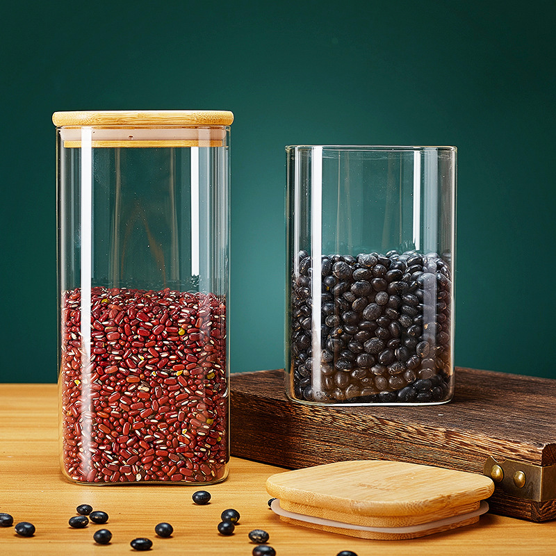 方形玻璃储物罐咖啡豆杂粮密封罐透明坚果罐食品级防潮玻璃罐批发详情图3