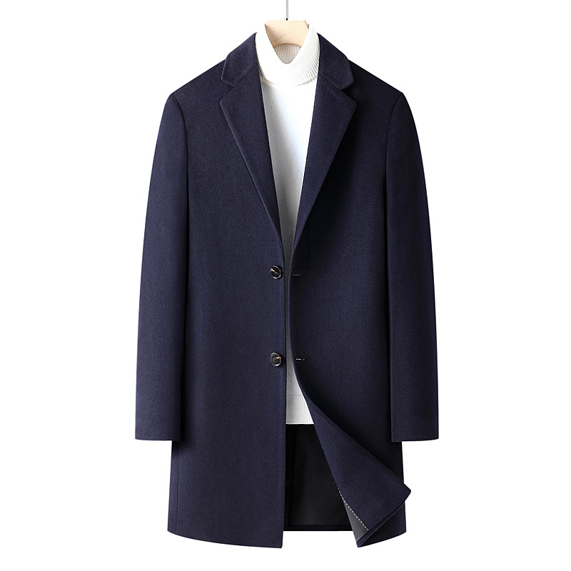 Men's autumn and winter woolen overcoat with cotton and thickened mid-length trench coat, casual Korean-style woolen overcoat, men's outerwear trend Application Scenario