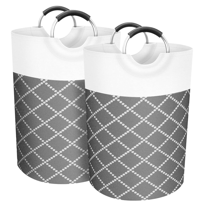 Large Capacity Foldable Waterproof Laundry Basket Cross-Border Cylinder Arrangement Storage Bucket Diamond-Printed Moisture-Proof Laundry Basket