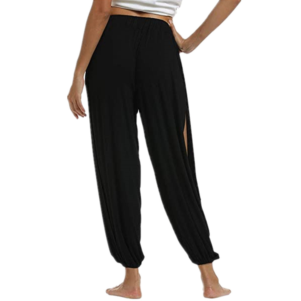 2021跨境亚马逊wisheBay新款欧美女式高开叉嬉皮哈伦裤瑜伽裤详情图5