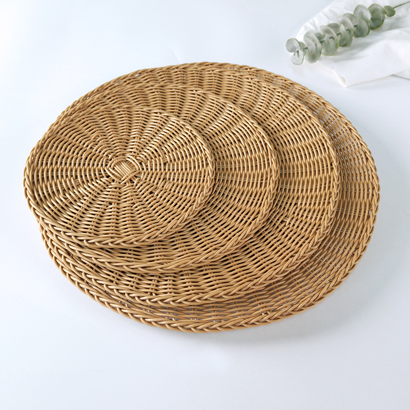 Japanese Heat Insulation Mat Table Household Table Mat Imitation Rattan Woven Anti-Ironing Woven Coaster Bowl Mat Pan Mat Round Placemat Specification drawing