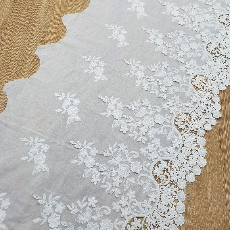 Tianying 37cm wide factory in-stock three-dimensional flower and leaf hollowed-out all-cotton fabric edge embroidered lace trim pic 4
