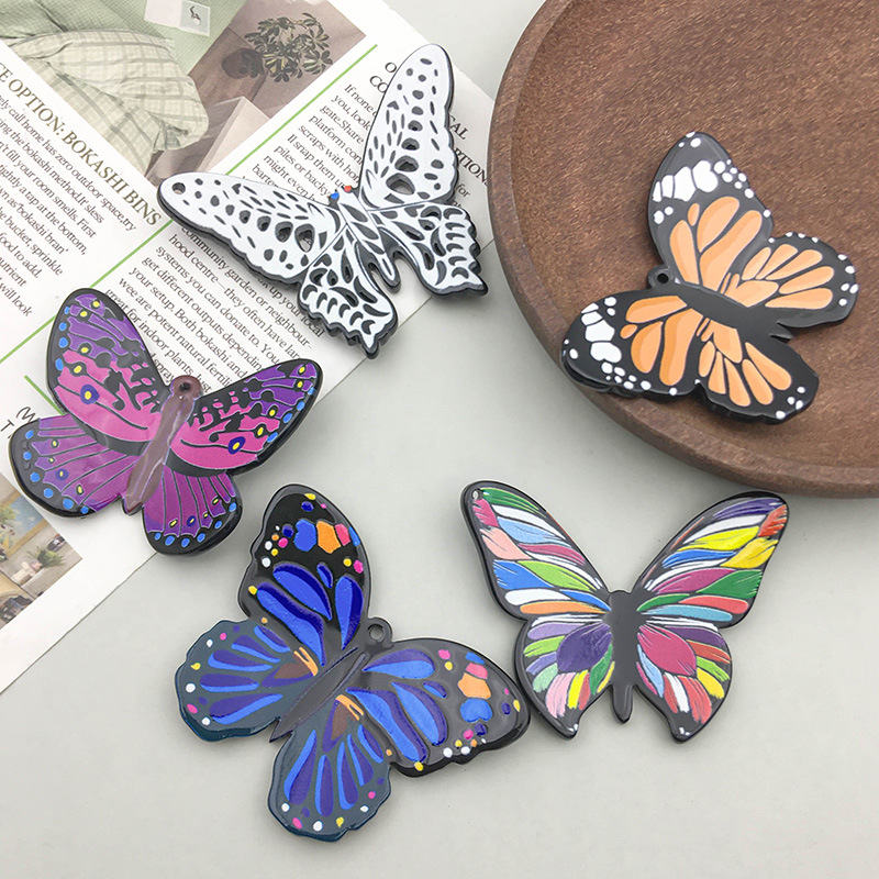 1 Acrylic Color Artificial Butterfly Accessories Diy Accessories Three-Dimensional Hairpin Pendant Pendant