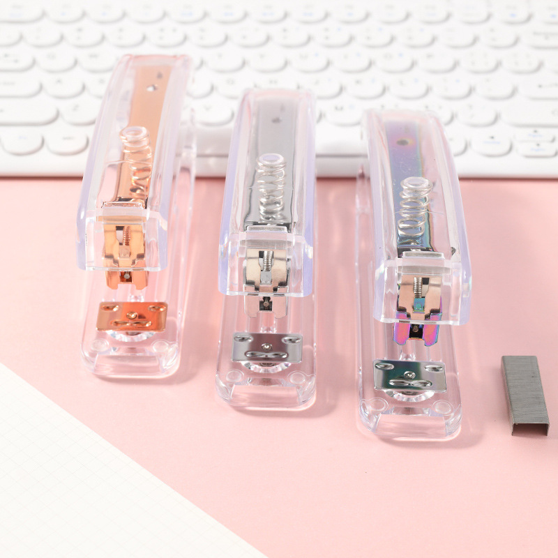 Factory direct supply transparent rose gold stapler, office large 12-sized stapler, cross-border labor-saving binding and stapling machine Application Scenario