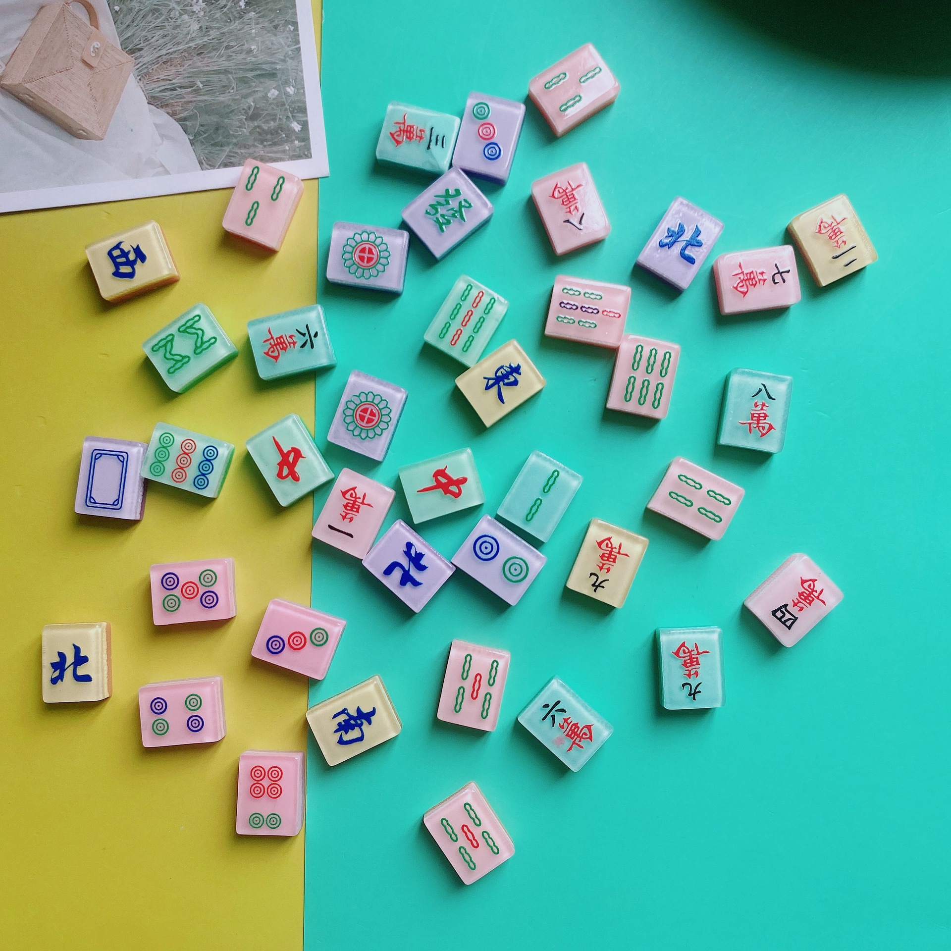 Simulation glow-in-the-dark small mahjong cream glue diy accessories for children hairpin patch blind bag material resin accessories wholesale details Picture