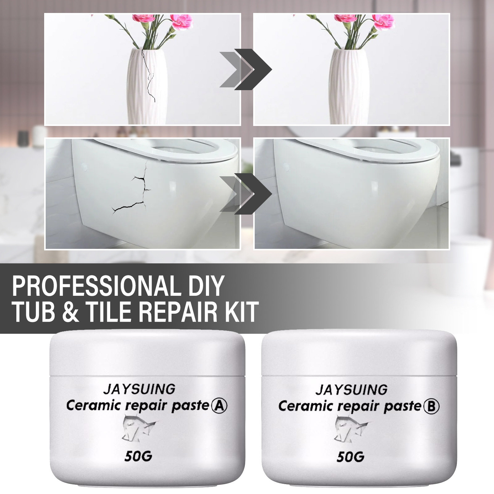 Jaysuing 瓷砖修补剂陶瓷膏马桶大理石坑釉面修补剂瓷砖胶粘合剂详情14
