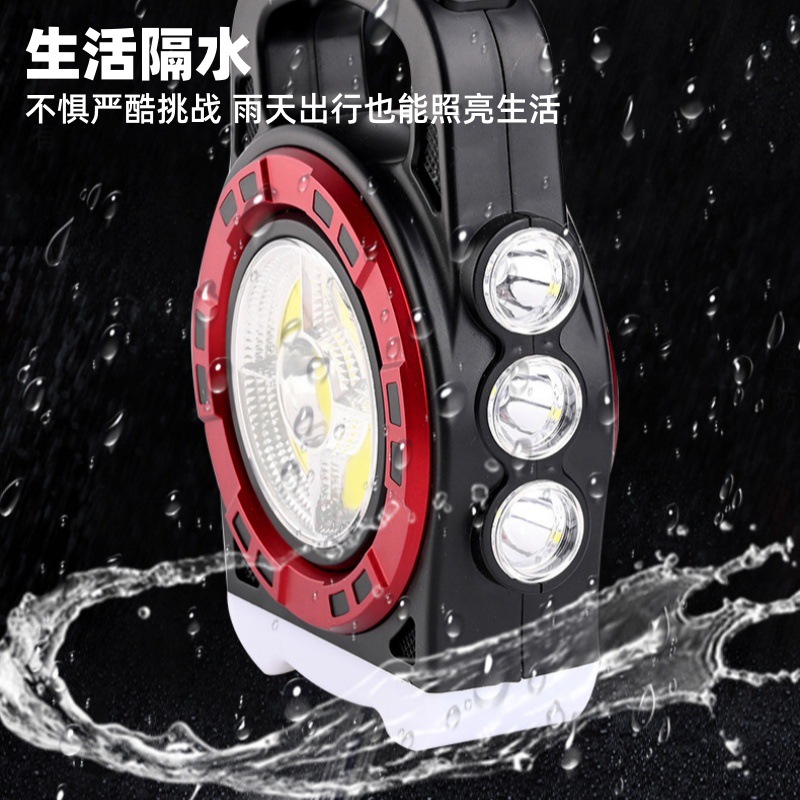 New solar-powered portable camping lamp, outdoor emergency multi-functional flashlight, ultra-bright long-range three-source camping lamp details Picture