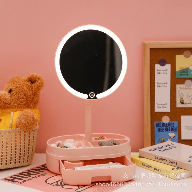 Desktop Led Makeup Mirror Light Refill Makeup Mirror Desktop Ladies With Internet Red Mirror Usb Drawer To Store Small Mirrors Application Scenario