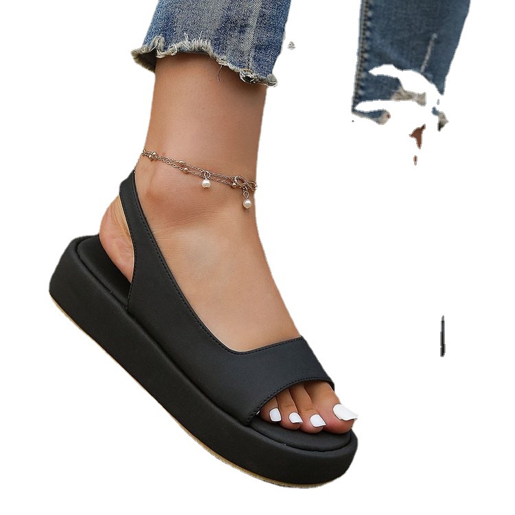 2023 Summer New Solid Color Women's Sandals Europe And The United States 35-43 Foreign Trade Women's Sandals Platform Sandals Item Picture