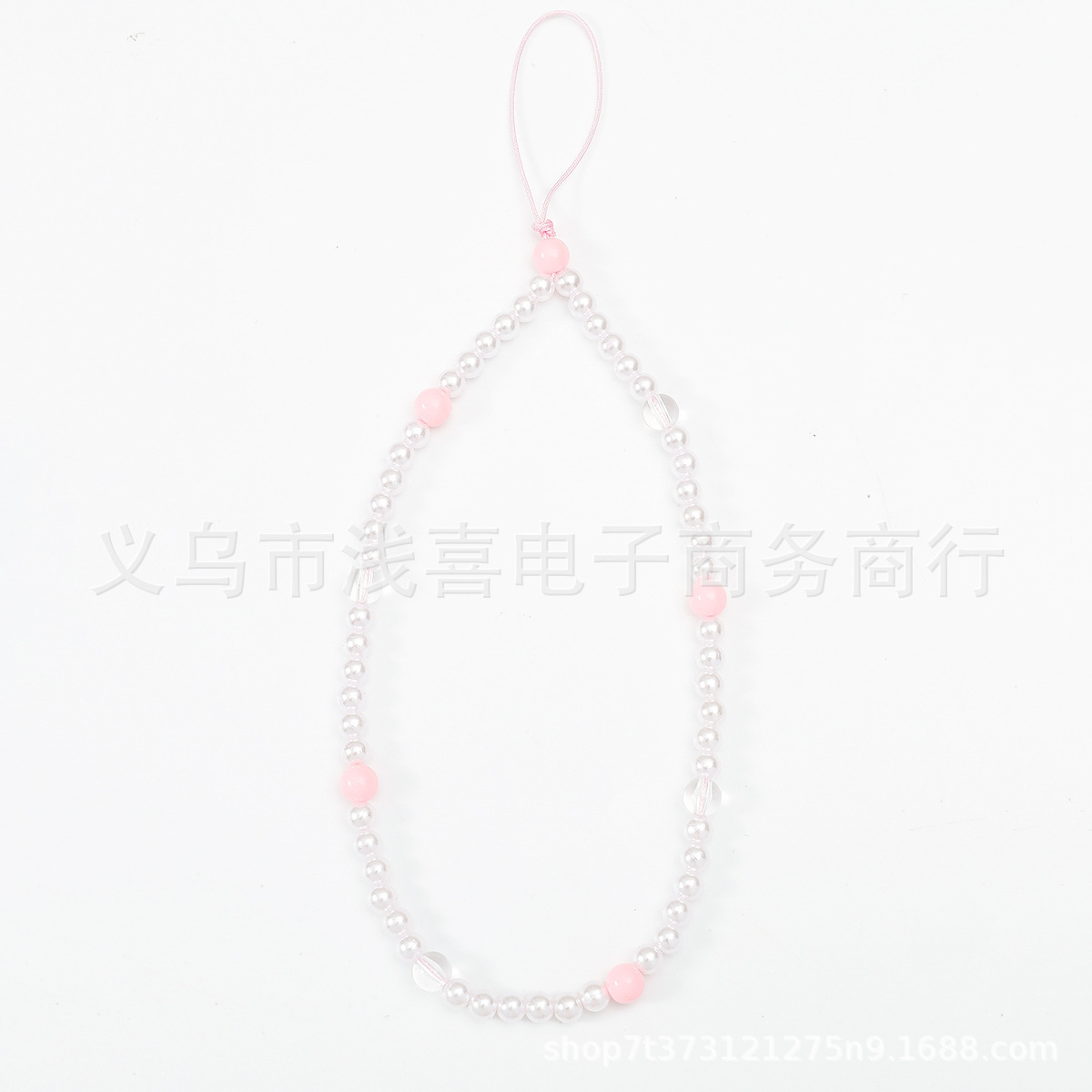 European and American pearl heart-shaped heart mobile phone chain, pink girlish heart diy mobile phone case pendant bracelet, women's mobile phone lanyard Application Scenario