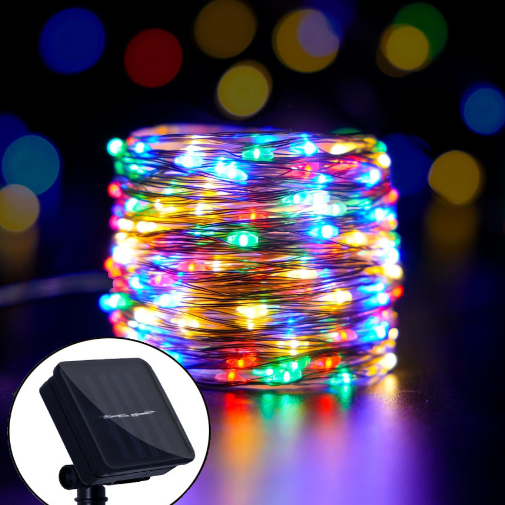 Cross-border LED solar copper wire lights, fairy color lights, courtyard decoration atmosphere lights, outdoor waterproof copper wire lights, string lights Specification image