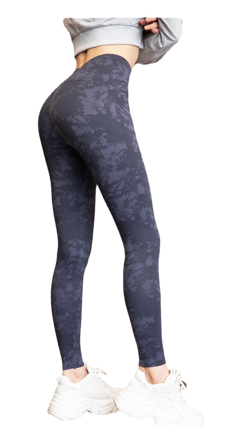 Camouflage shark pants for women to wear outside, sports to tuck in the abdomen and lift the buttocks, yoga pants, high-waisted fitness pants, printed leggings for women in summer Item Picture