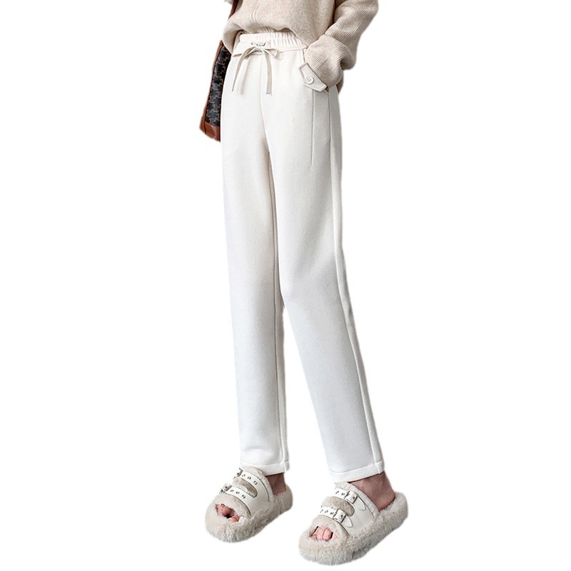 Casual pants for women, windproof pants for autumn and winter, straight-leg, draping, high-waisted, slender, tall, loose, petite Item Picture