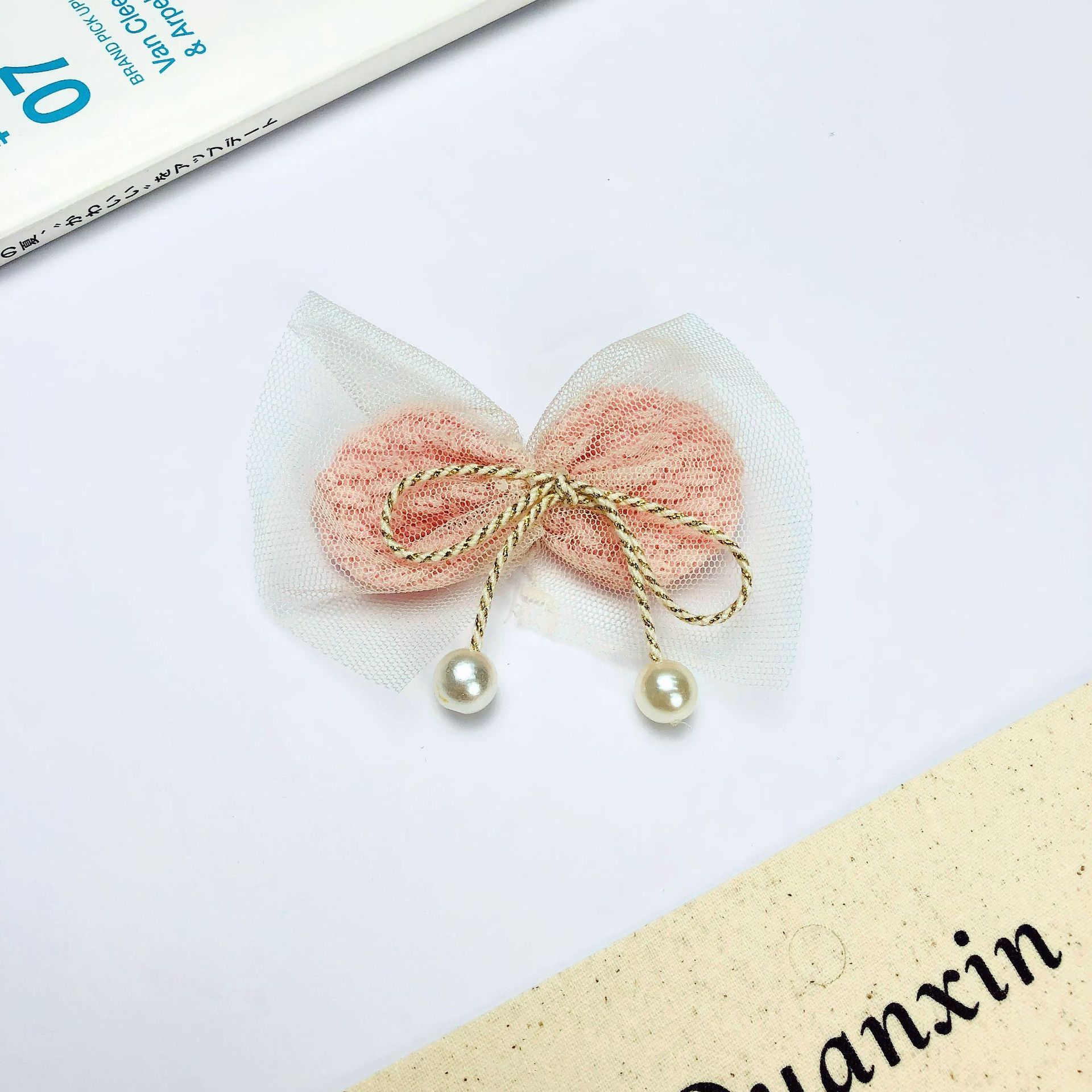 2025新款清新网纱丝带珍珠蝴蝶结辅料DIY服饰发饰发夹配件饰品头饰发卡详情15