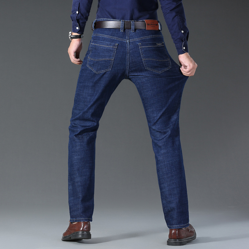 Spring and summer pants: Men's loose straight-leg casual jeans. Men's summer thin, high-waisted, elastic and comfortable dad outfits Application Scenario
