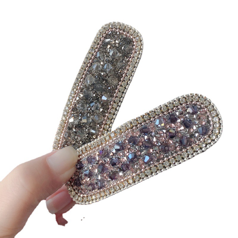Korean Temperament Creative Diamond Edge Clip Hair Accessories Female Net Red Ins Crystal Hair Bb Clip Broken Hair Clip Item Picture