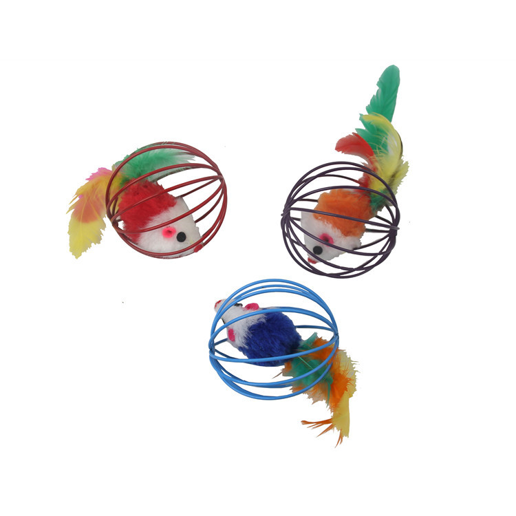 14-piece set of cat toys, cat toys, steel wire feather cat, mint mouse cage, mouse and cat supplies Application Scenario