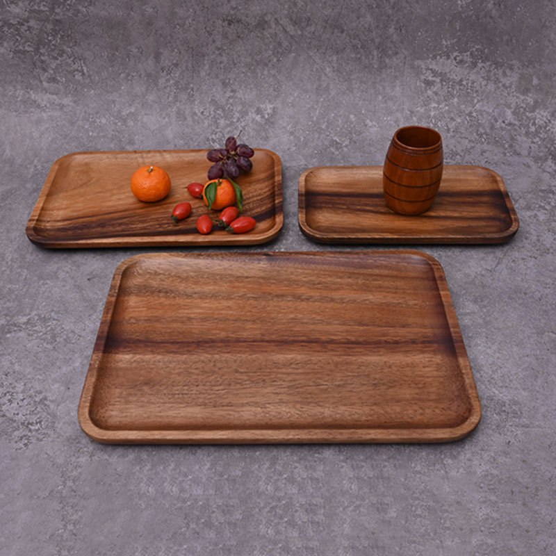 Factory direct sales of solid wood square wooden pallets, new Chinese-style acacia wood tea trays, and national trend style wooden pallets. Large orders enjoy discounts Specification image