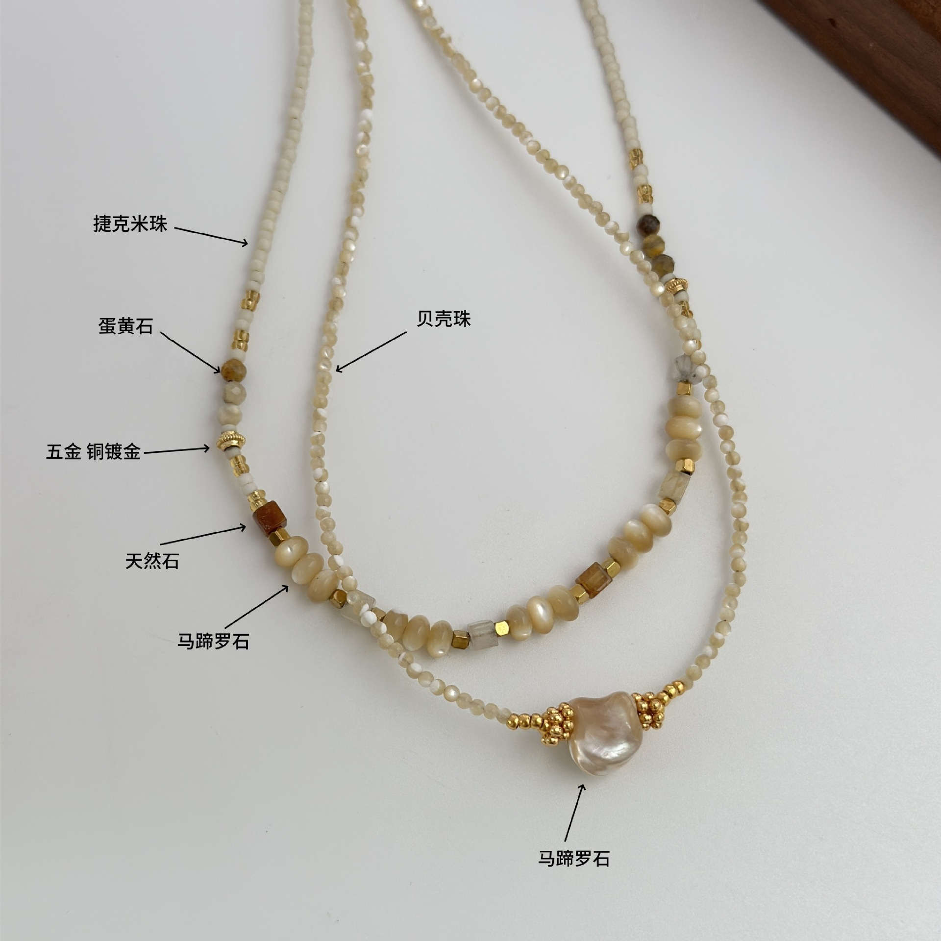 Gargantilla de herradura piedra natural cadena de clavícula apilada adornos de estilo medio personalidad collar de sentido superior gargantilla de citrino pic 5