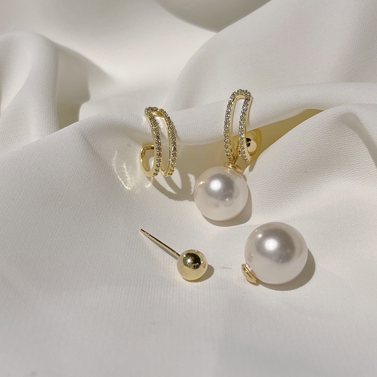 Tiktok With A Multi Wear Temperament Pearl Diamond Earrings Detachable Lady Beautiful Personality Stud Earrings Wholesale