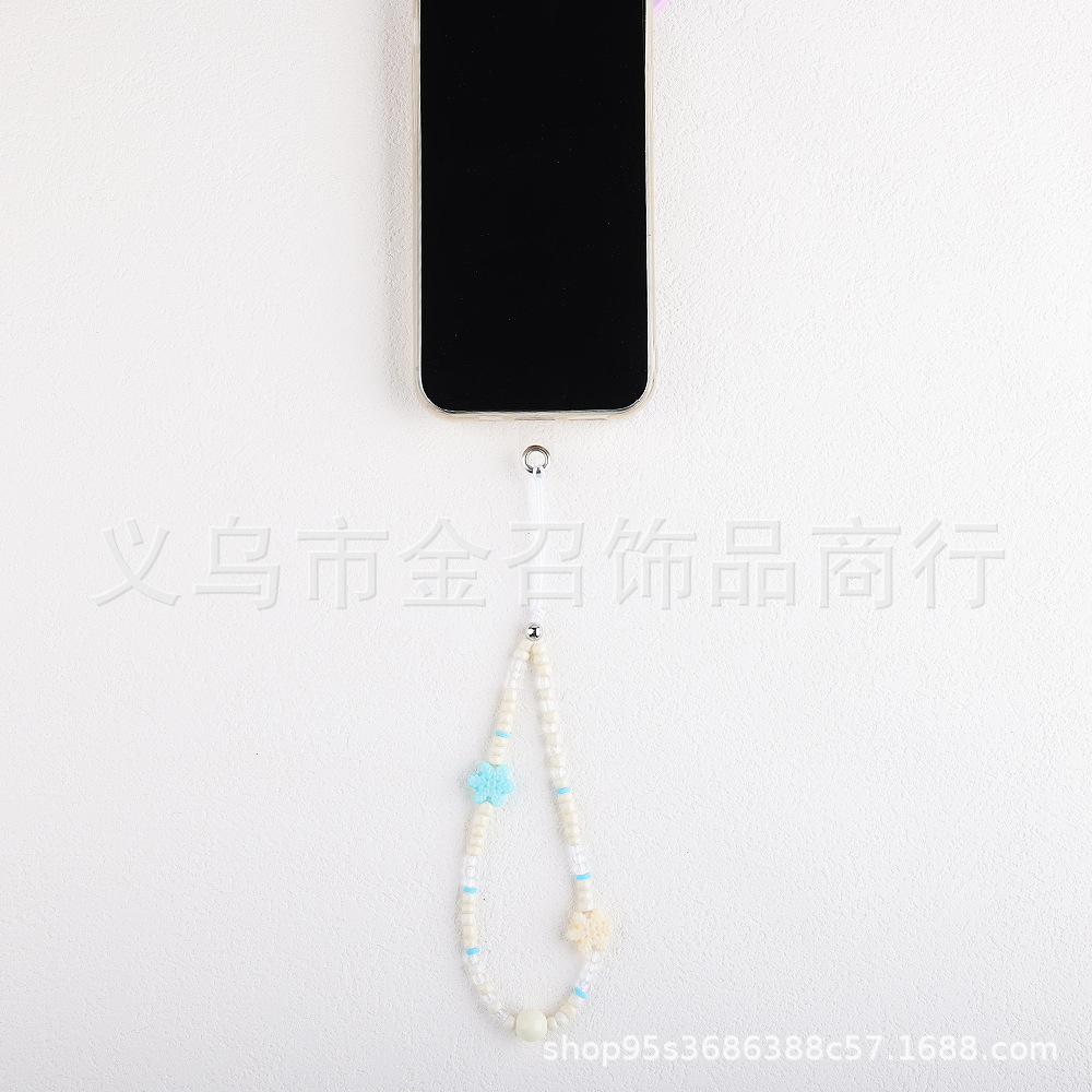 The brand-new 2024 Xiaohongshu Ice and Snow World snowflake mobile phone chain, beaded mobile phone lanyard, pendant and colorful key chain