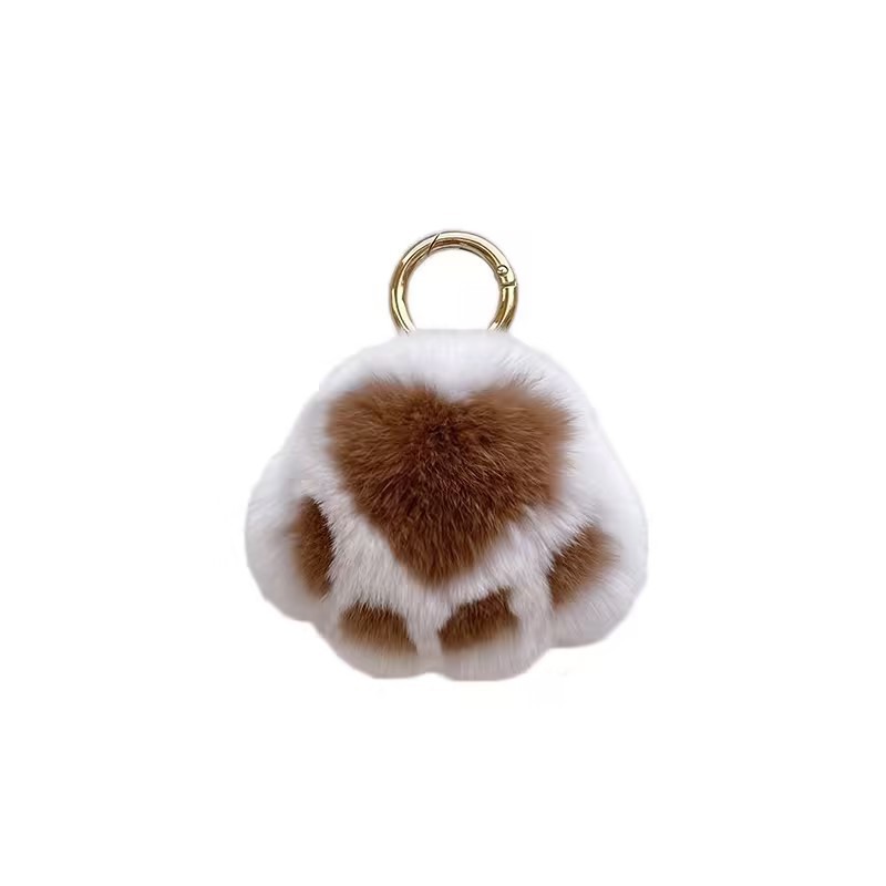 Kitten paw, rex rabbit fur, fur keychain pendant, plush bag accessory, doll pendant, birthday gift, cute pet pendant Item Picture