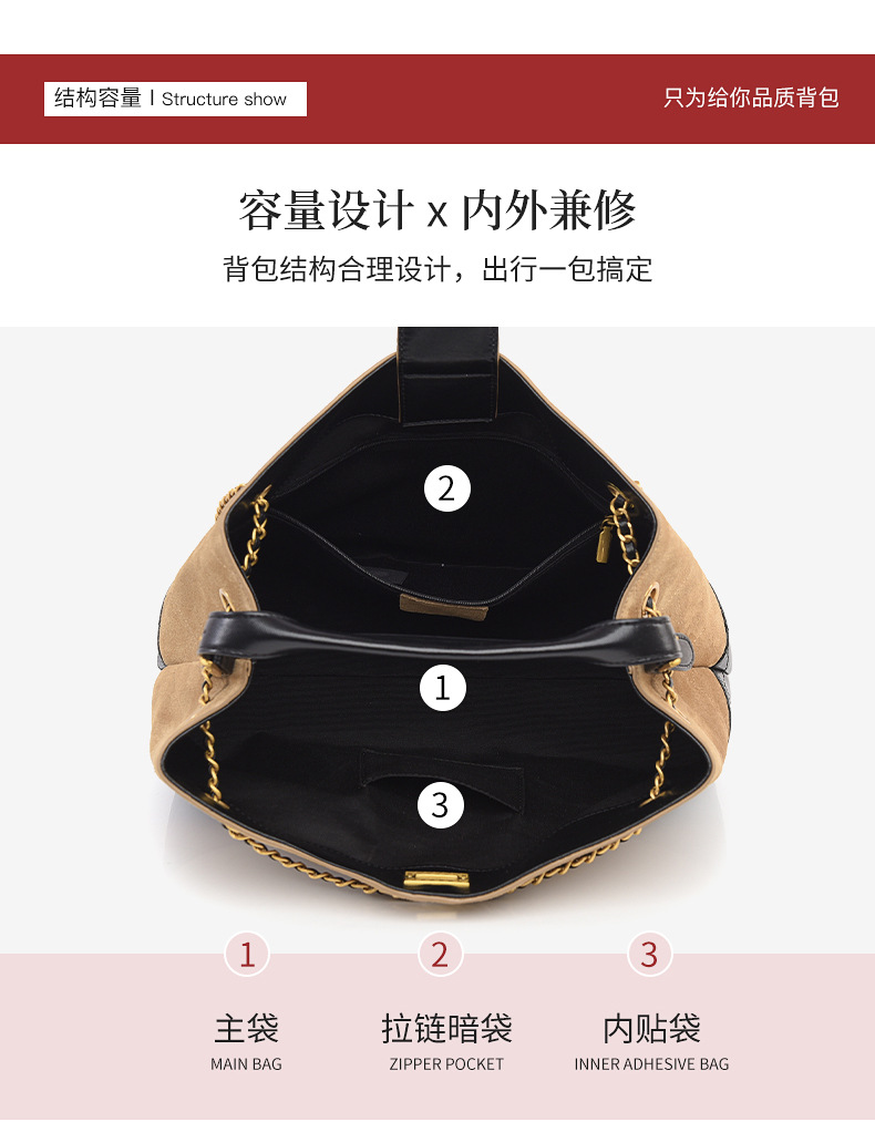 跨境水桶包新款时尚菱格女士手提包大容量通勤托特包高级感单肩包详情8