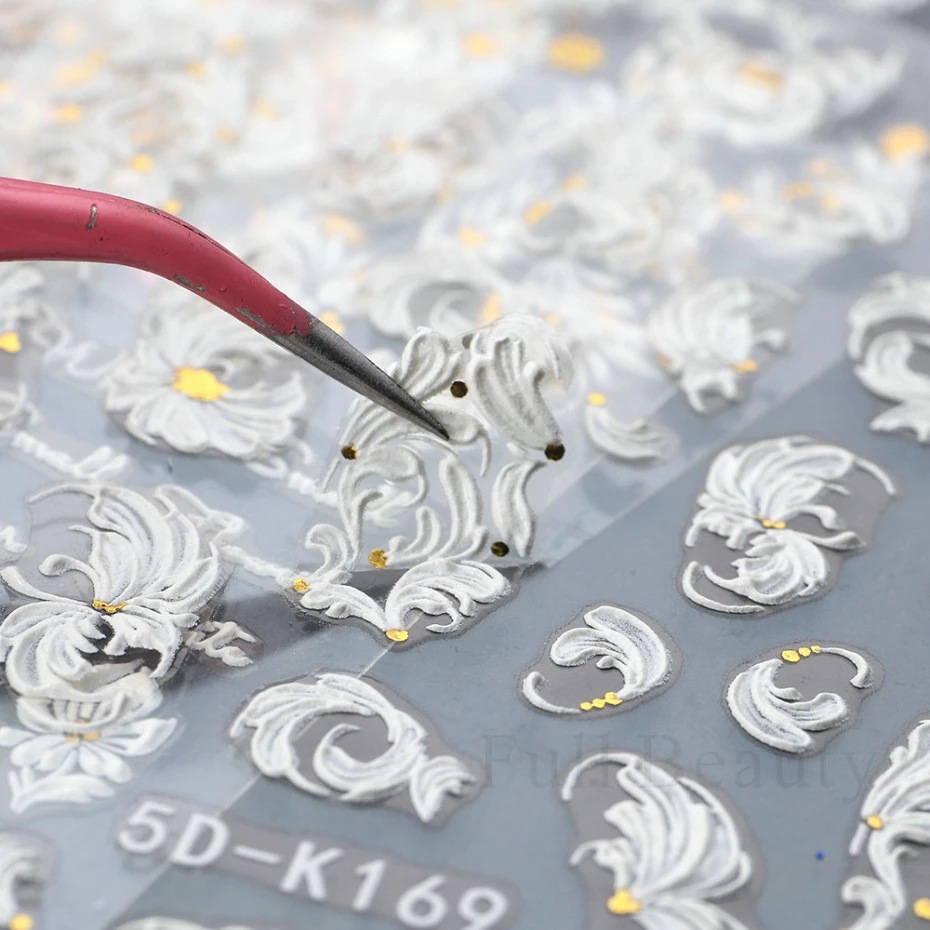 Cross-border new nail stickers 5D three-dimensional embossed nail stickers, Platinum flower self-adhesive sticker nail stickers wholesale shanilak Specification image