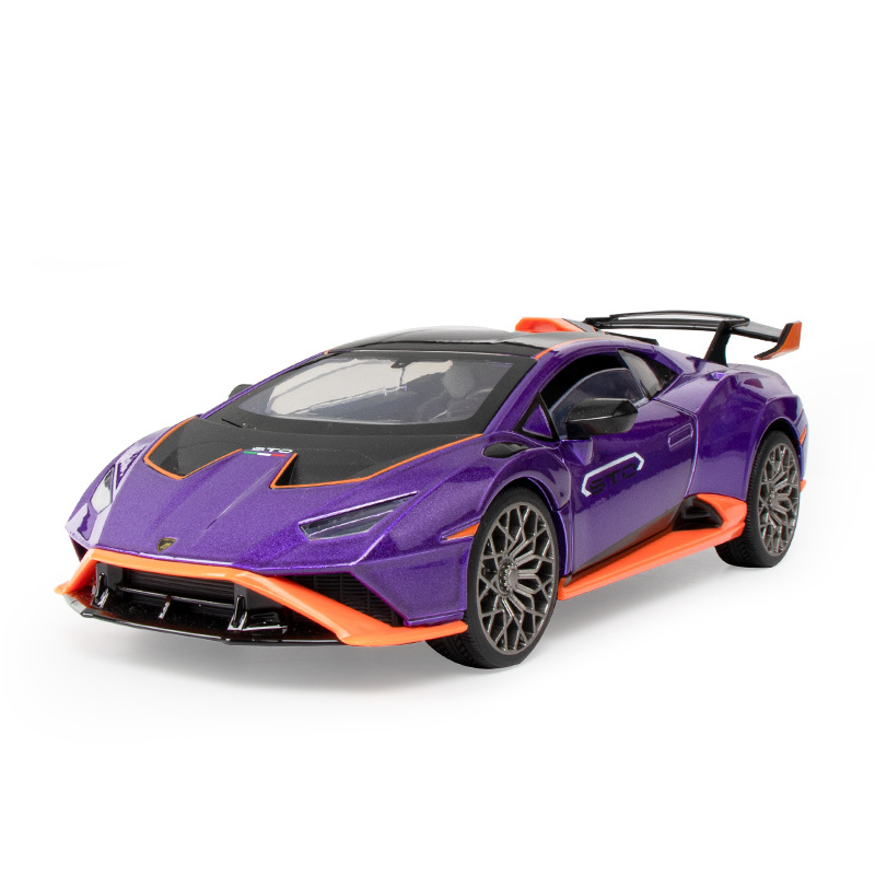 Alloy toy 1:24 Lambo Hurricane STO Alloy Car Model Sound and Light Rebound Boy Toy Sports Car Collection Gift Item Picture