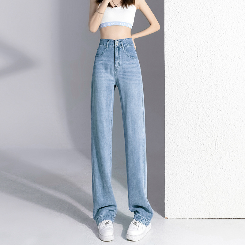 Tencel Cel Jeans Women's Wide Leg Drape Thin Summer Loose Ice Silk Cool Thin Straight Leg Pants details Picture