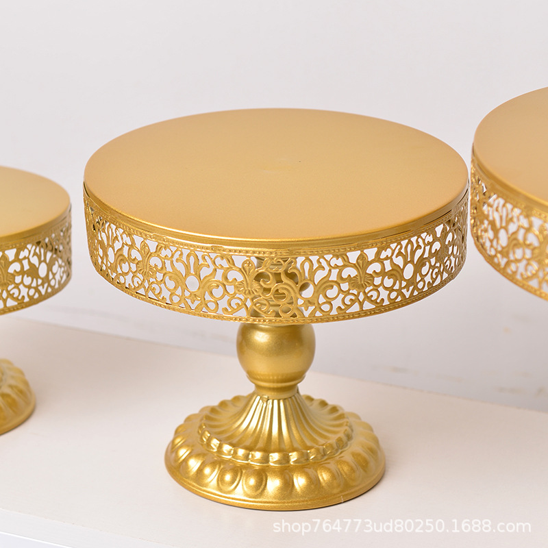 Gold Metal Iron Cake Stand / 3-Piece Cake Tray/Fruit Tray/Pastry Tray Wedding Decoration Specification drawing
