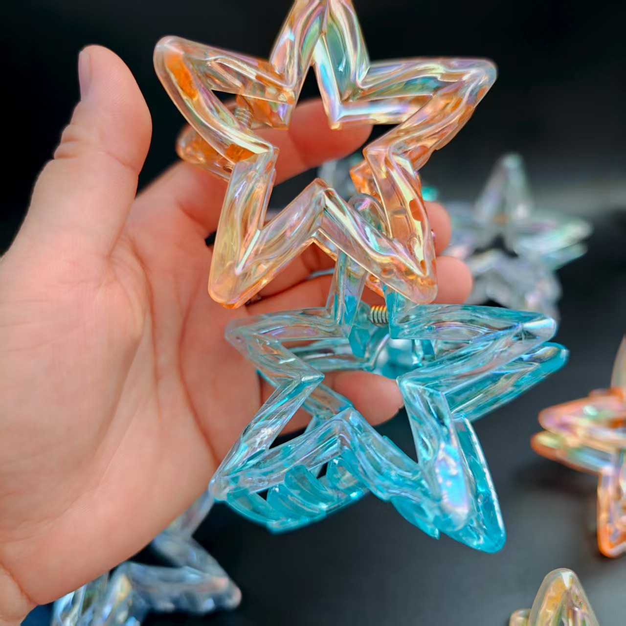 【】 Five-star Grabbers 12/ Pack 1200/ box Five-star Grabbers Crystal Transparent Grabbers Star Grabbers Hair clips Headwear Hair clips for women 2 yuan wholesale details Picture