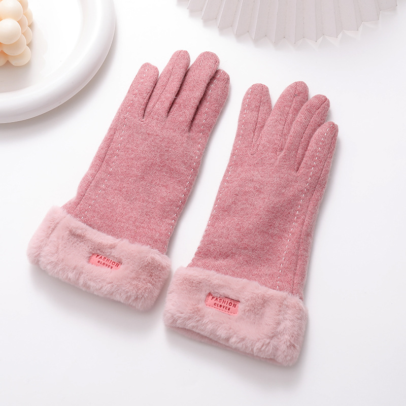 Wool Gloves Autumn And Winter Women's Touch Screen Plus Fleece Thickened Windproof And Cold-Proof Cycling Warm Gloves Students' Five-Finger Gloves Application Scenario